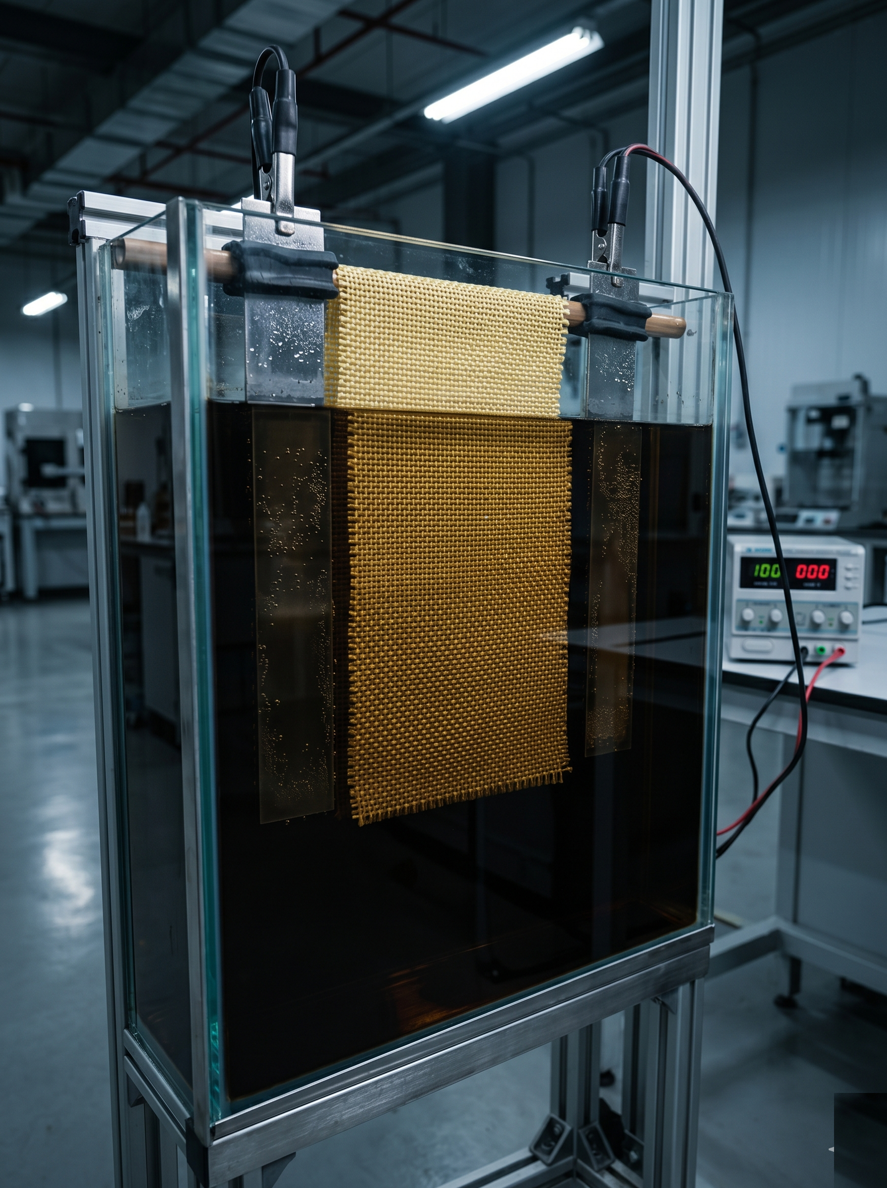 Electrophoretic deposition of graphene onto aramid fabric between electrodes