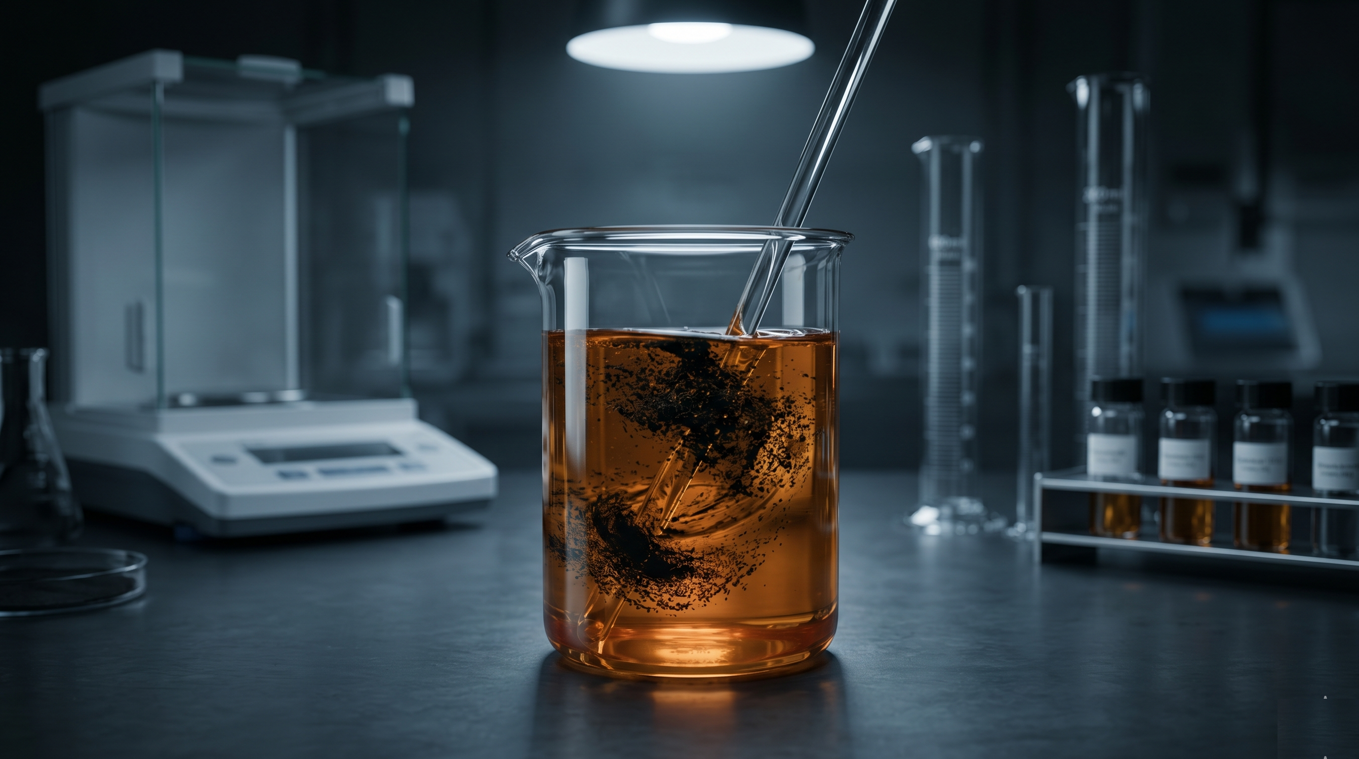 Graphene nanopowder being dispersed into epoxy resin in a laboratory