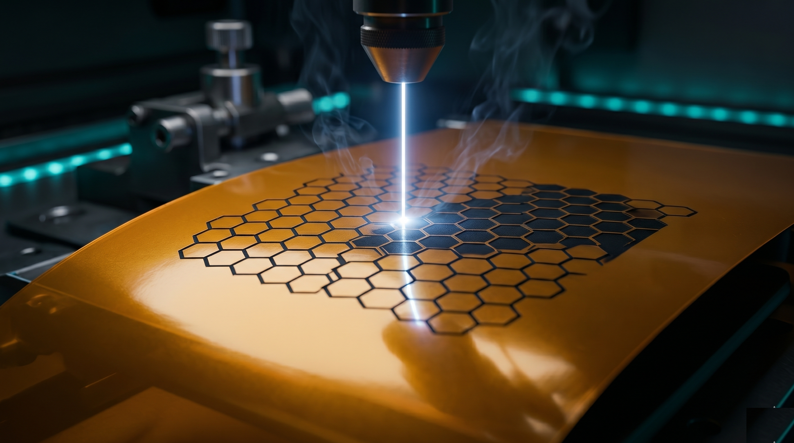 CO2 laser etching hexagonal graphene pattern on polyimide film