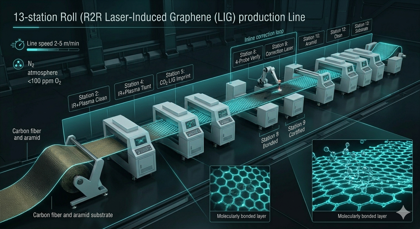 13-station R2R Laser-Induced Graphene production line